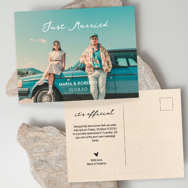 Carte Postale Faire-part Vintage juste marié photo (Créateur téléchargé)