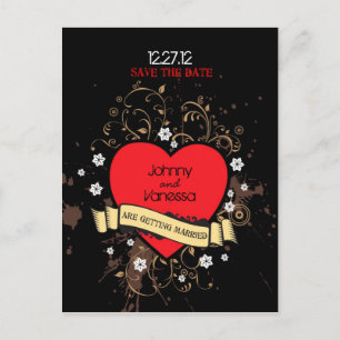 Carte Postale Faire-part Vintage Look Rock & Roll Music Mariage à thème