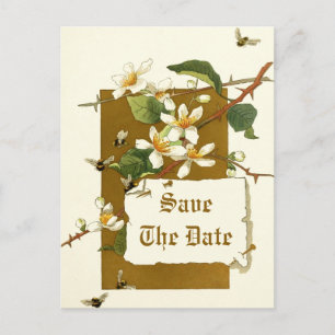 Carte Postale Faire-part Vintage mariage de fleurs blanches Enregistrer la