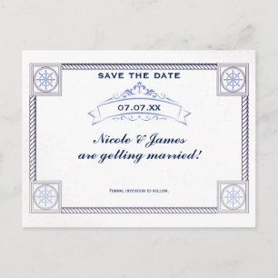 Carte Postale Faire-part Vintage Nautical Beach Wedding Enregistrer La Cart