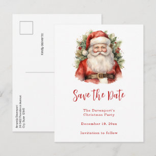 Carte Postale Faire-part Vintage Noël Père Noël Souriant