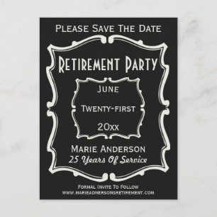 Carte Postale Faire-part Vintage Noir Blanc Enregistrer La Date Parti De Re
