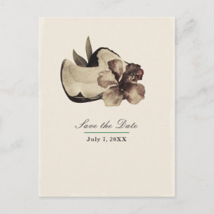 Carte Postale Faire-part Vintage noix de coco tropicale & Hibiscus Enregist