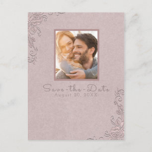 Carte Postale Faire-part Vintage Rustic Elegant Rose Photo Enregistrer la d