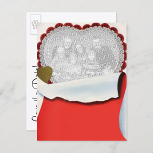 Carte Postale Faire-part Vintage Saint Valentin Nouveaux mariés Amour et Ro