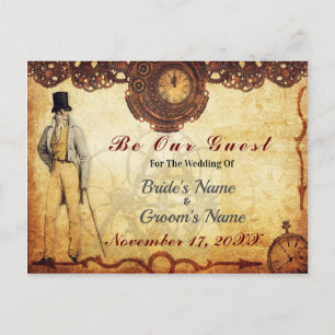 Carte Postale Faire-part Vintage Steampunk Enregistrer la date Romance Horl