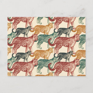Carte Postale Faire-part Vintage Tropical Jungle Wild Staler Leopard