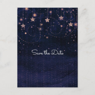 Carte Postale Faire-part Violet et Or Étoilé Fantaisiste Céleste
