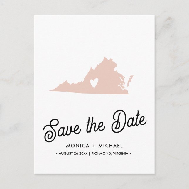 Carte Postale Faire-part VIRGINIA State Destination Mariage N'IMPORTE QUELL (Devant)
