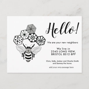 Carte Postale Faire-part Voisin bonjour modifiable, Nouvelle adresse, Abei