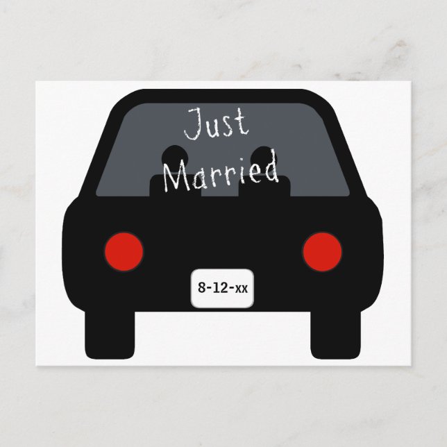 Carte Postale Faire-part Voiture juste mariée (Devant)