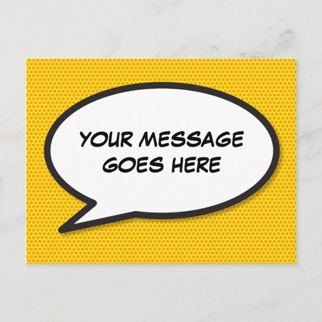 Carte Postale Faire-part Votre message bulle de discours Fun Retro bande de (Devant)