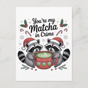 Carte Postale Faire-part Vous êtes mon Matcha en amour de Raton laveur crim