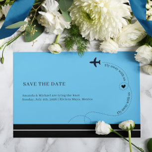 Carte Postale Faire-part Voyage d'avion Destination Mariage photo