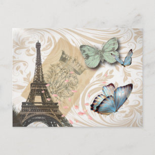 Carte Postale Faire-part Voyage Paris Tour Eiffel Mariage à annoncer