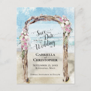 Carte Postale Faire-part Watercolor Beach Destination Wedding Enregistrer l