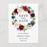 Watercolor Floral Wreath Enregistrer La Date