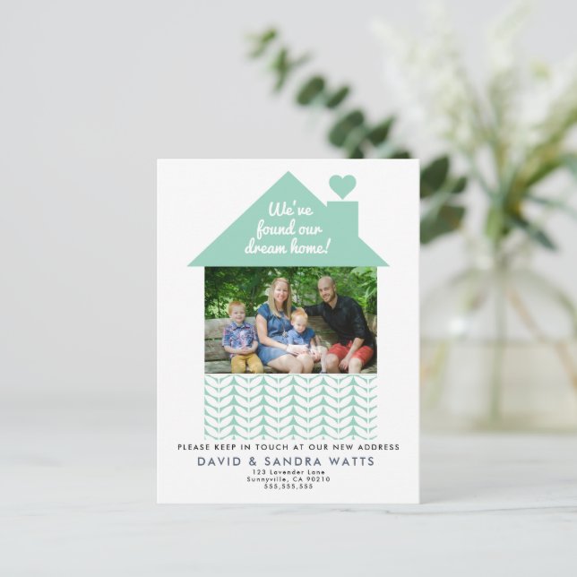 Carte Postale Faire-part We’ve Moved Card With House Photo – Address (Debout devant)