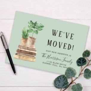 Carte Postale Faire-part We've Moved Boho Plants Sage Green Moving