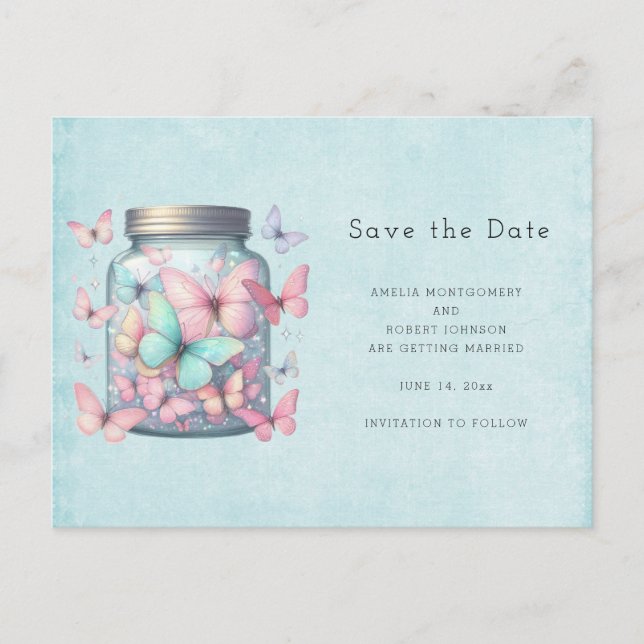 Carte Postale Faire-part Whimsical Butterflies in a Jar (Devant)