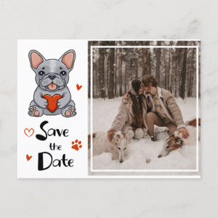 Carte Postale Faire-part Whimsical French Bulldog Enregistrer la date Photo