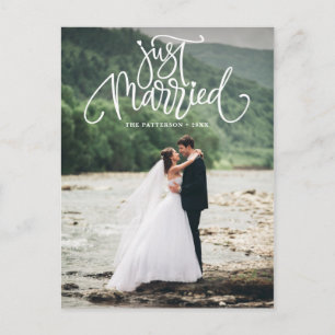 Carte Postale Faire-part White Just Married Letting Mariage photo