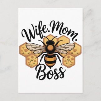 Carte Postale Faire-part Wife. Mom. Boss