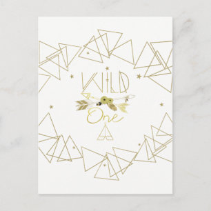 Carte Postale Faire-part Wild One Gold Triangles Géométriques Moderne Sauve