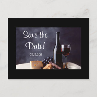 Carte Postale Faire-part Wine_Fromage Enregistrez la date !