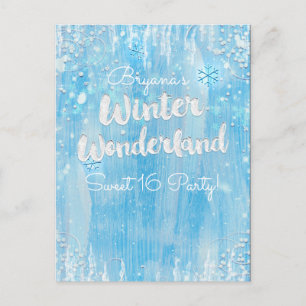 Carte Postale Faire-part Winter Wonderland Frozen Blue Event Enregistrer la