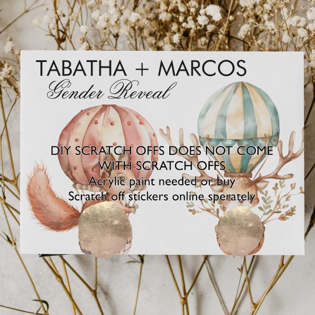 Carte Postale Faire-part Woodland Animal Baby Reveal Game DIY Scratch Cards (Créateur téléchargé)