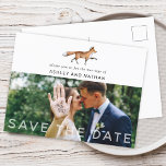 Carte Postale Faire-part Woodland Fox Wedding Enregistrer La Date Photo<br><div class="desc">Mariage de renard de bois aquarelle moderne enregistrer la carte postale date. Ajoutez votre photo préférée et tout le texte est un format modèle.</div>