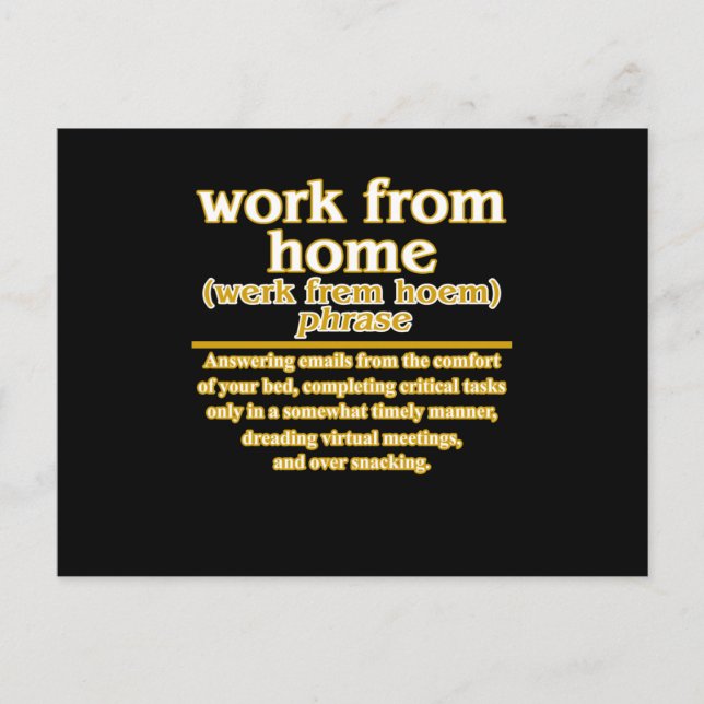 Carte Postale Faire-part Work From Home Definition Employees Officer Worker (Devant)