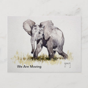 Carte Postale Faire-part Young Elephant We Are Moving Post Card