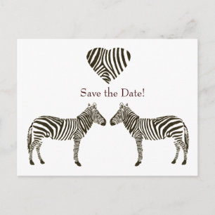 Carte Postale Faire-part Zebra Love Enregistrer la date