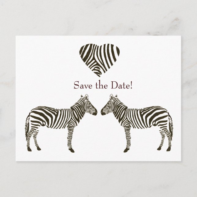 Carte Postale Faire-part Zebra Love Save la Date (Devant)