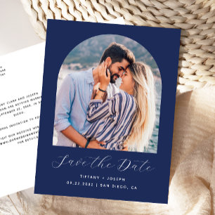 Carte Postale Faire photo arch bleu marine Save the Date