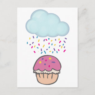 Carte Postale Faire Pleuvoir des Vermicelles sur un Cupcake