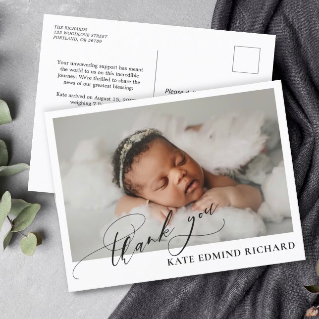 Carte Postale Faire Simple Annonce de Naissance Photo de Bébé (Créateur téléchargé)