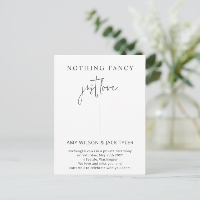 Carte Postale Faire Simple Juste L'Amour Annonce De Mariage (Debout devant)