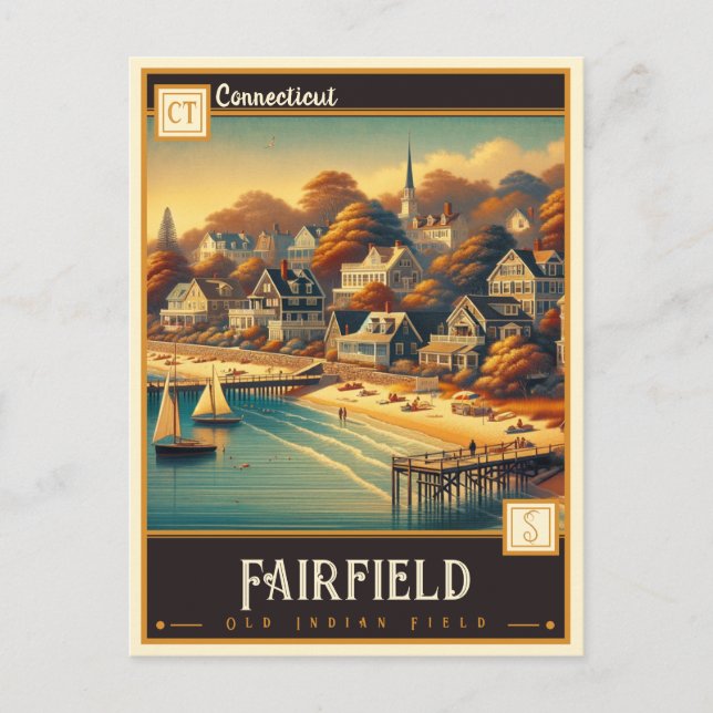 Carte Postale Fairfield, Connecticut | VINTAGE (Devant)