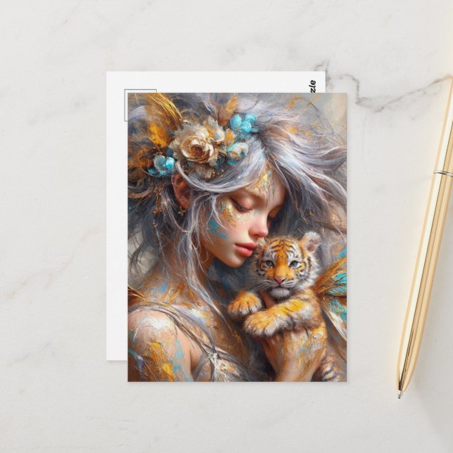 Carte Postale Fairy and her Baby Tiger Fairy (Devant/Arrière en situation)