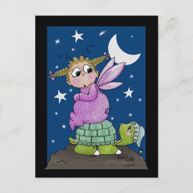 Carte Postale Fairy Baby réveille M. Turtle (Devant)