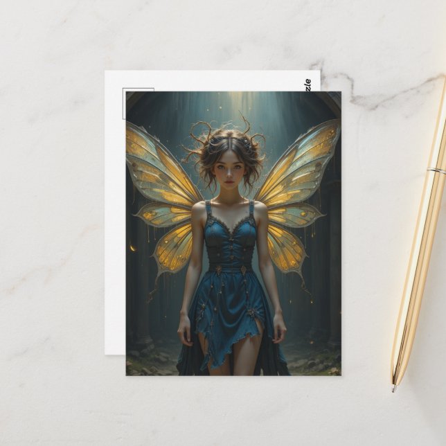 Carte Postale Fairy in a Denim Dress (Devant/Arrière en situation)