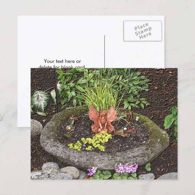 Carte Postale Fairy In A Garden Nature Art Personalized (Devant / Derrière)