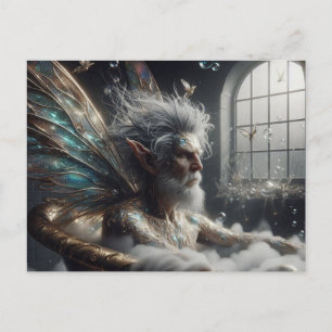 Carte Postale Fairy King prend un bain dans un bain d'or
