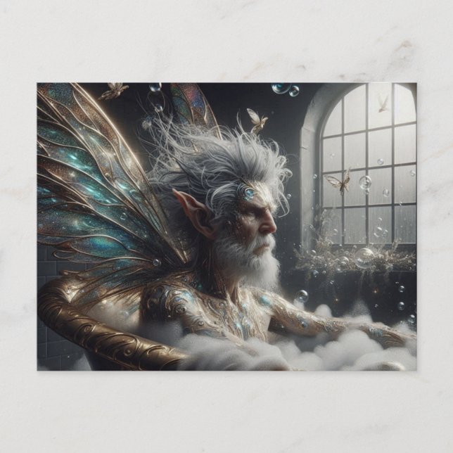 Carte Postale Fairy King prend un bain dans un bain d'or (Devant)