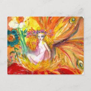 Carte Postale FAIRY OF THE FLOWERS Red Yellow Imaginaire