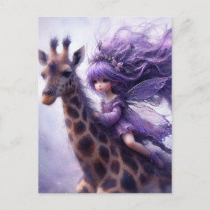 Carte Postale Fairy Rides a Giraffe