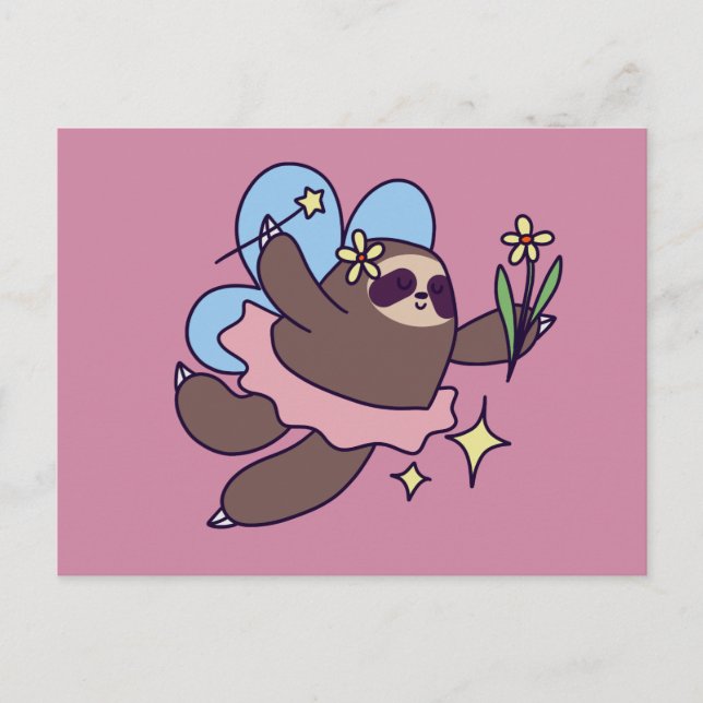Carte Postale Fairy Sloth (Devant)